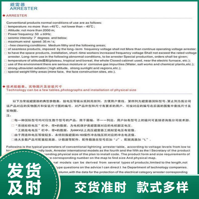 【】氧化锌避雷器Y10W5-116/302W选择大厂家省事省心